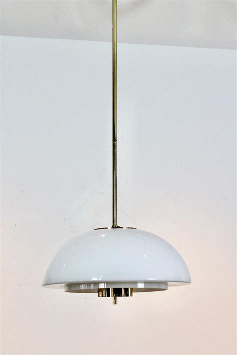 Mushroom Pendant Light In Opal Glass And Brass From Glash Tte Limburg