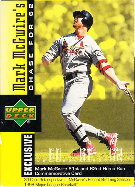 Mark McGwire St Louis Cardinals Chase For 62 1998 Upper Deck 30 Card