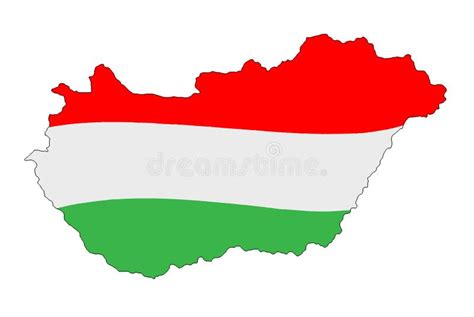 Hungary Country Shape In Flag Colors Hungarian Map Stock Vector