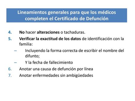 Correcto Llenado Del Certificado De Defunci N Pptx