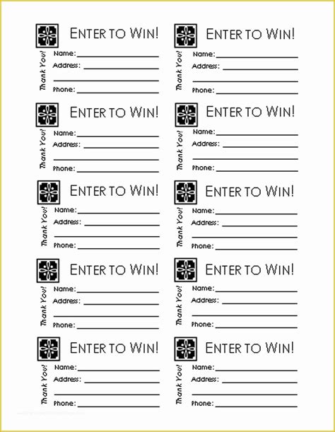 Entry Form Template Free Of Download Printable Raffle Ticket Templates