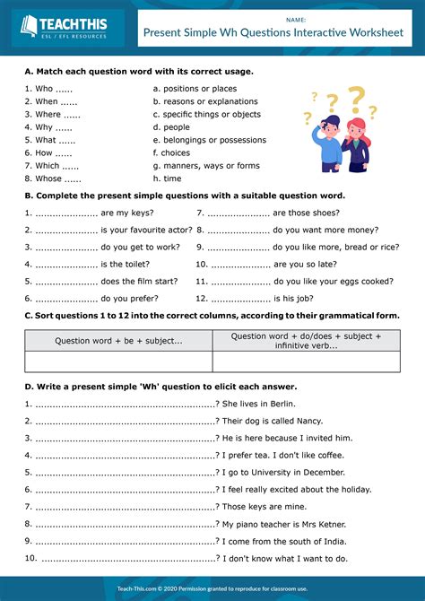 Present Simple Wh Questions Wh Questions Worksheets Wh Questions Teaching English Grammar