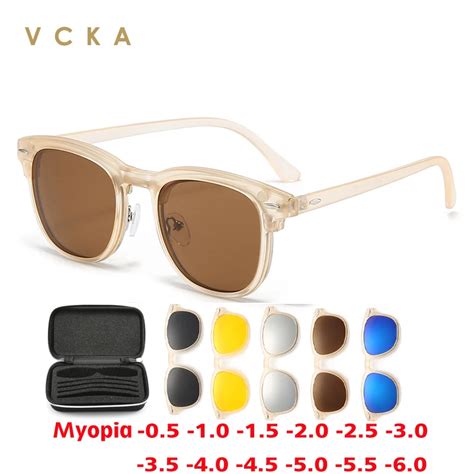 VCKA 6 In 1 Myopia Polarized Sunglasses Men Women Clip Magnet