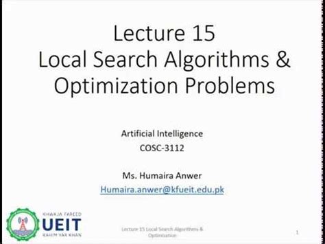 COSC 3112 AI Lecture 15 Local Beam Search Genetic Algorithm Worked