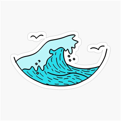 Bright Blue Ocean Wave Sticker By Arima Create In 2021 Blue Ocean