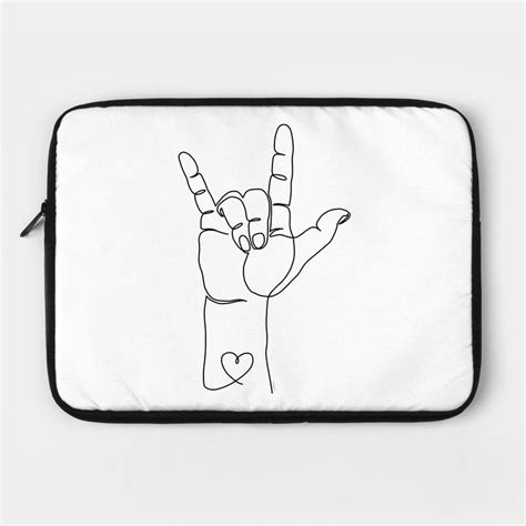 I Love You Asl Sign Hand Language Minimalist Line Art By Doublebrush