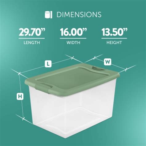 Sterilite 64 Quart Latching Plastic Storage Container Tote Crisp Green