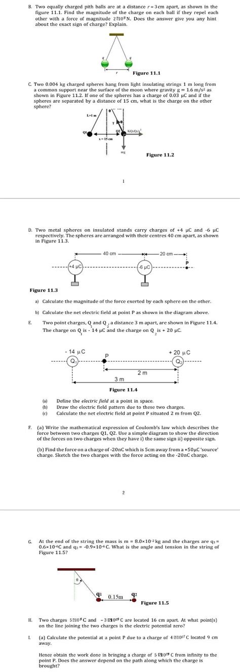 Solved B Two Equally Charged Pith Balls Are At A Distance R