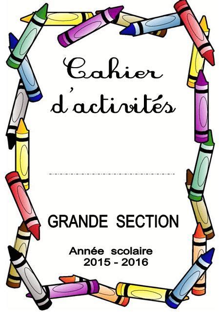 Page de garde cahier d activités2 Cahier de vie maternelle Pages de