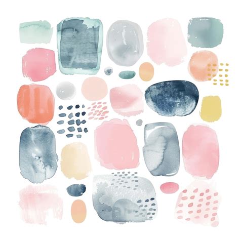 Abstract Watercolor Shapes Collection Colorful Pastel Blobs And Dots