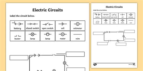 Electric Circuits Worksheet Teacher Made