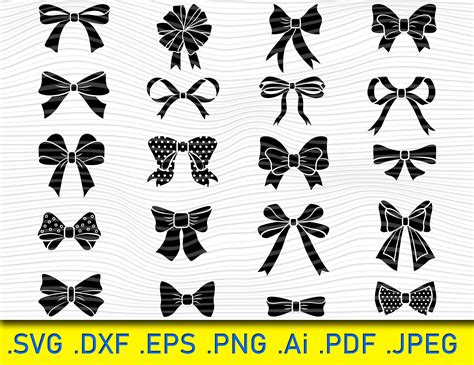 20 Bow Svg Bundle Bow Svg Bow Clipart Bow Cut Files For Etsy