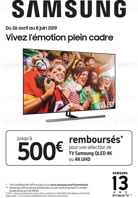 Nouvelle offre de remboursement TV Samsung QLED UHD 2019 jusqu à 500