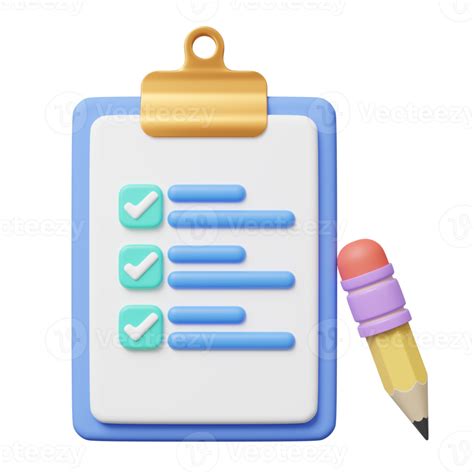 3d Checklist And Pencil On Transparent Confirmed Or Approved Document