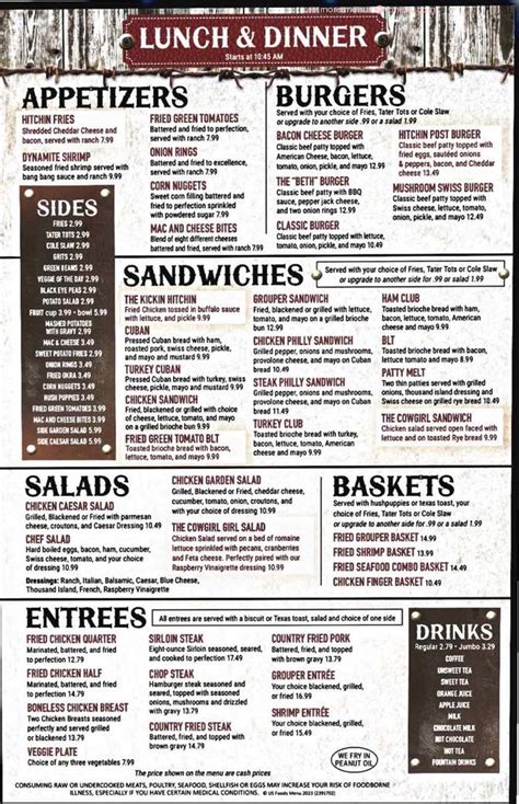Online Menu Of Hitchin Post Cafe Inc Restaurant Lithia Florida 33547