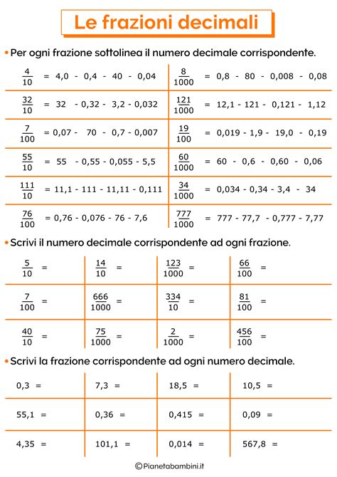 Le Frazioni Esercizi Per La Scuola Primaria PianetaBambini It