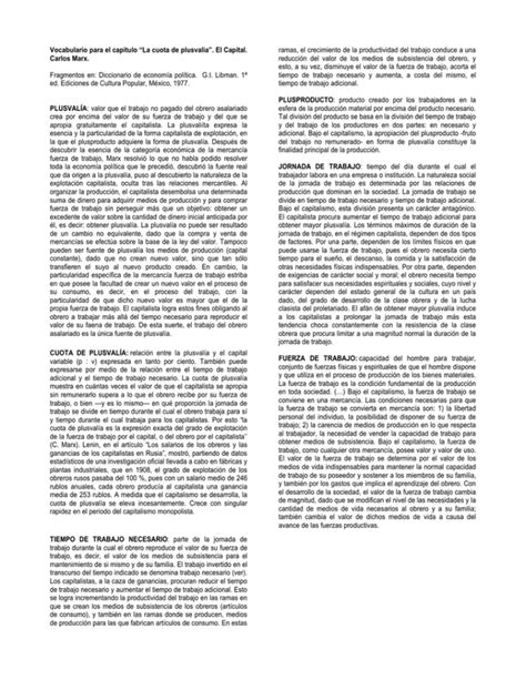 Vocabulario Capitulo VII Cuota de plusvalía