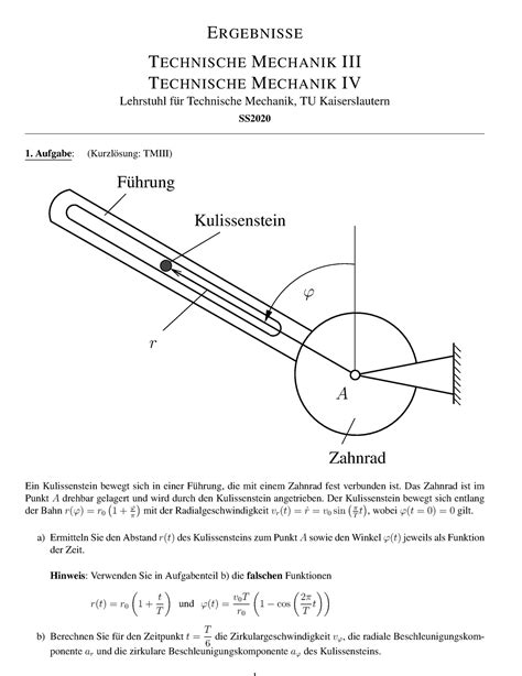 M Ller Ss Klausuren Ergebnisse Technische Mechanik Iii Technische