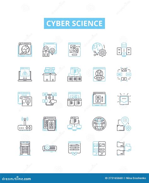 Cybersecurity Science Line Icons Collection Encryption Firewalls