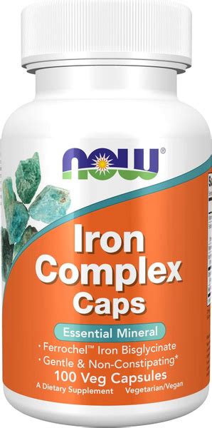 Железо глицинат комплекс NOW Iron Complex Caps 100 вег капсул - купить ...