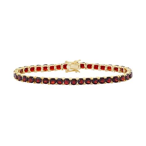 14k Gold Over Silver Garnet Tennis Bracelet