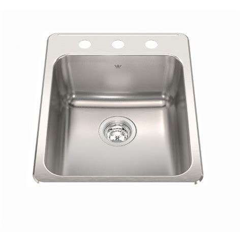 Kindred Steel Queen Drop In Single Bowl 3 Hole Stainless Steel Kitchen