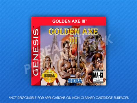 Sega Genesis Golden Axe Iii Label Retro Game Cases