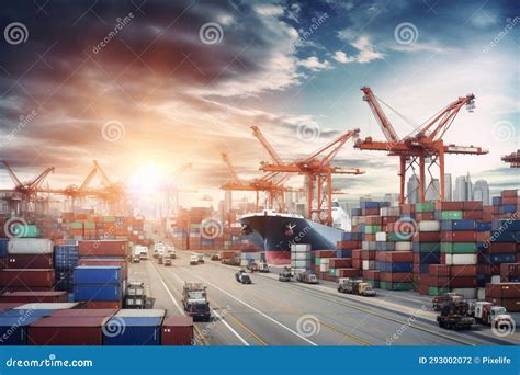 Global Business Logistics Import Export Background And Container Cargo