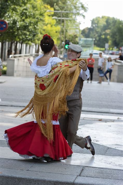 Castizo Dancers From Madrid Dance Typical Chotis During The European