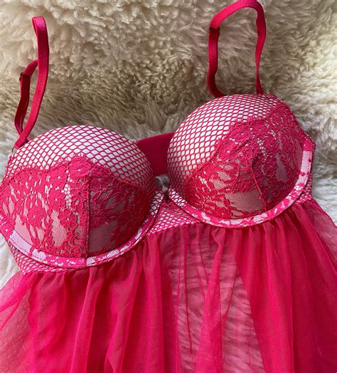 Victorias Secret Push Up Negligee Baby Doll Chemise Gem