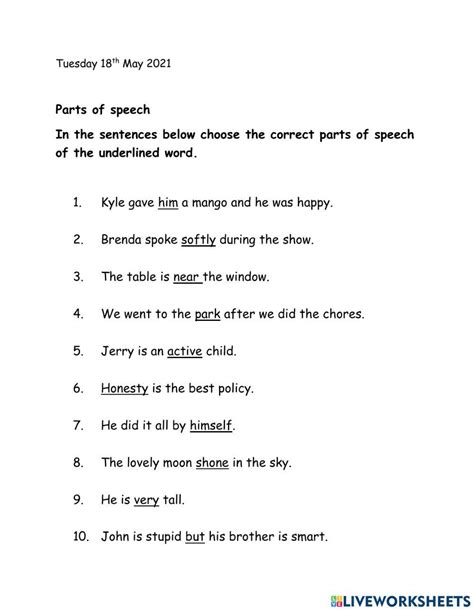 Free Parts Of Speech Sentences Worksheet Download Free Parts Of Speech Sentences Worksheet Png