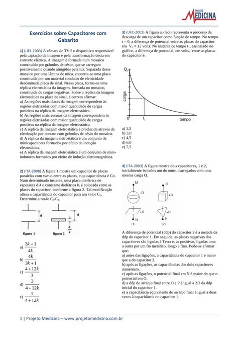 PDF Fisica Exercicios Eletrostatica Capacitores Gabarito DOKUMEN TIPS