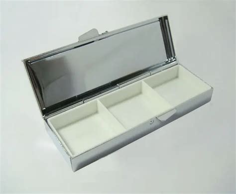 Buy 100pcs Pill Box Silver Blank Rectangle Metal Pill