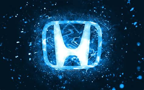 Download Wallpapers Honda Blue Logo 4k Blue Neon Lights Creative