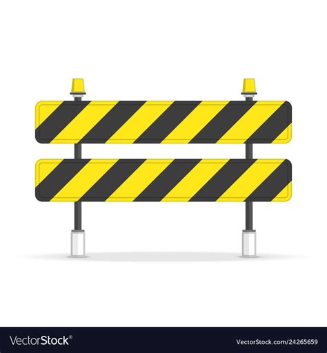 Road Closed Barrier Icon In Flat Style Symbols Of Restricted Area