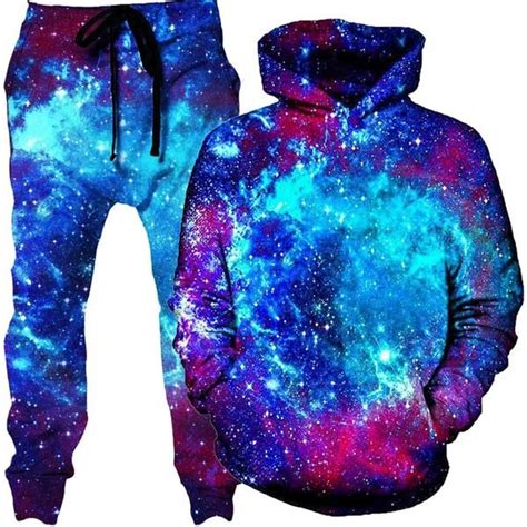 Blue Galaxy Hoodie And Joggers Combo In 2020 Galaxy Hoodie Fall Outerwear Mens Rave Outfits