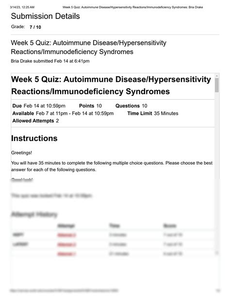 SOLUTION Week 5 Quiz Hsc3140 G00 10 23 Immunology Assignments Week 5