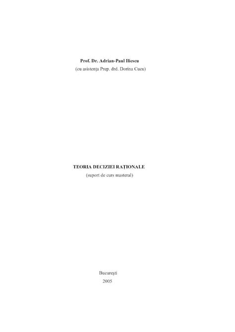 PDF 44541049 Adrian Paul Iliescu Teoria Deciziei Rationale DOKUMEN TIPS