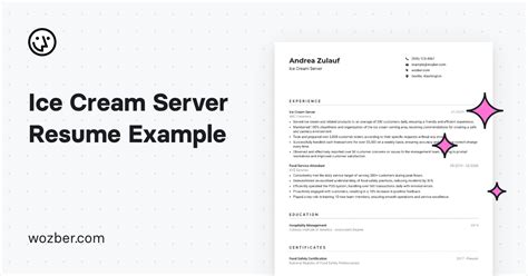 Ice Cream Server Resume Example