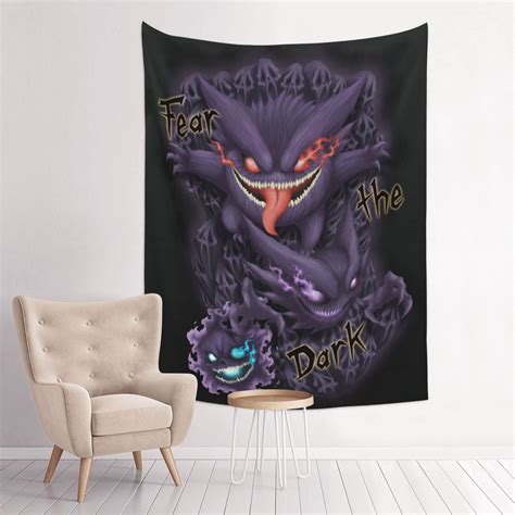 Gengar Tapestry Cartoon Wall Poster For Bedroom Aesthetics Funny Room Decor Flag Wall Hanging