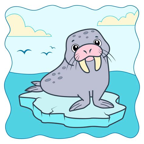 Cute Walrus Underwater Cartoon Walrus Clipart 8359033 Vector Art At