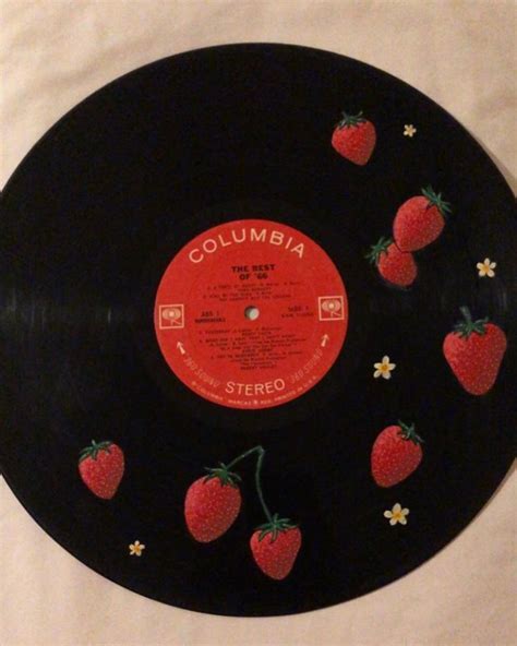 Strawberry Vinyl Record In 2024 Vinyl Record Crafts Painted Vinyl