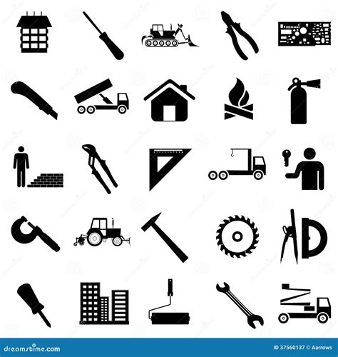 Iconos Planos De La Colección Símbolos De La Construcción Ilustración