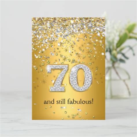 Fabulous 70 Gold Silver Streamers 70th Birthday Invitation Zazzle