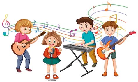 Free Vector | Children playing different musical instruments