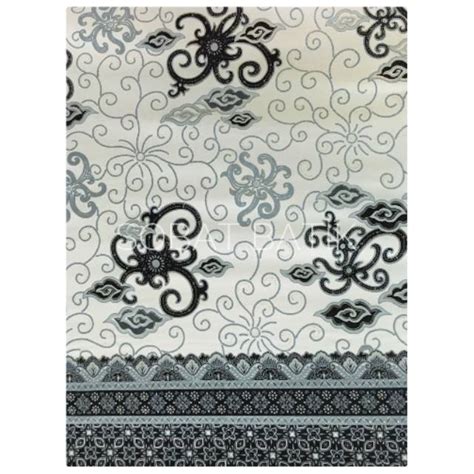 Jual Kain Batik Semi Sutra Motif Mega Mendung Putih Hitam