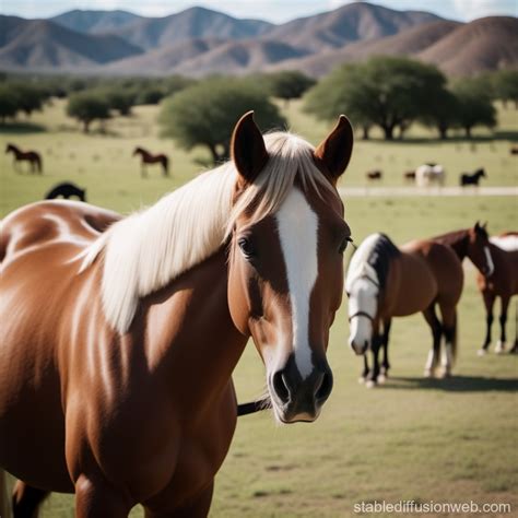 Texas Ranch with Horses and Farm Animals | Stable Diffusion Online