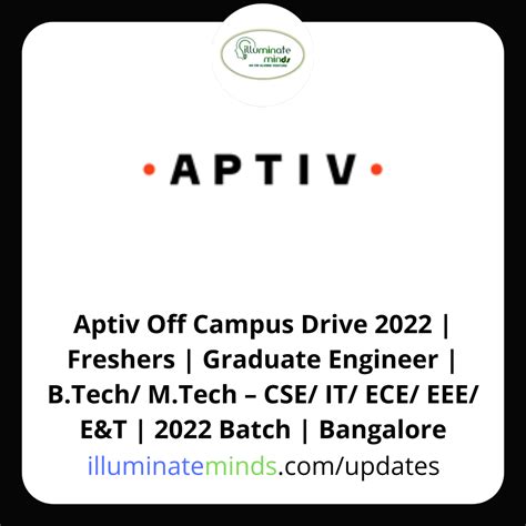 Aptiv Off Campus Drive 2022 Freshers Graduate Engineer B Tech M