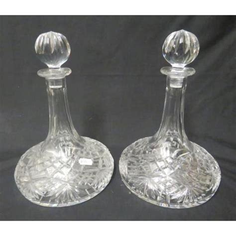 Pair Of Cut Crystal Ships Decanters 2