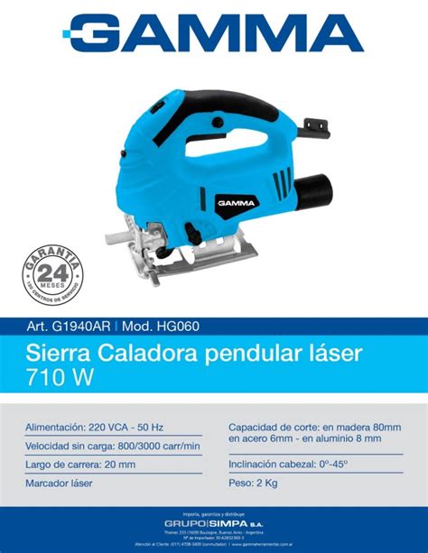 Sierra Caladora Pendular Láser 710W G1940AR GAMMA HERRAMIENTAS